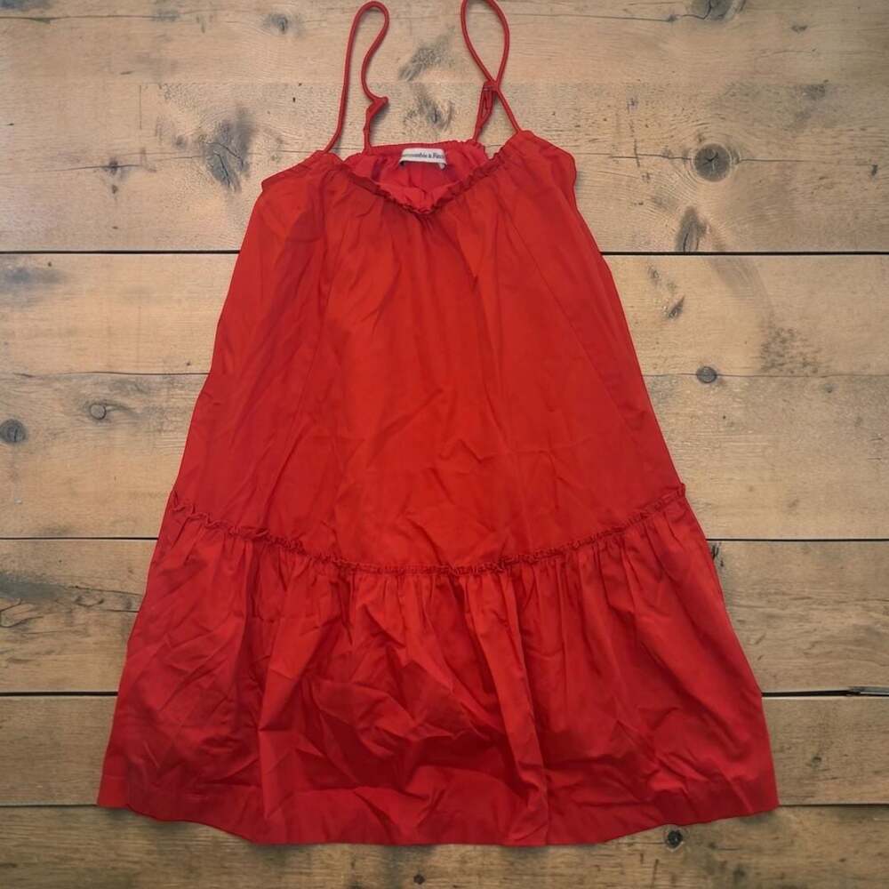 Abercrombie & Fitch Orange Tiered Poplin Mini Dress Size XSP